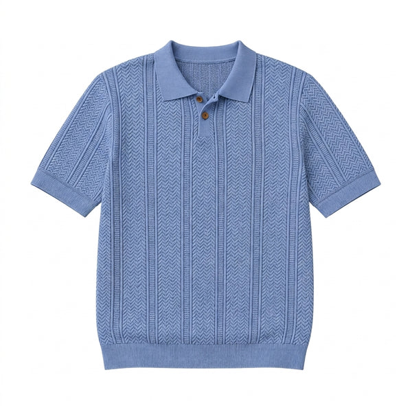 Męski Dzianinowy Polo z Listwą na Guziki-Shirts for men-Olave