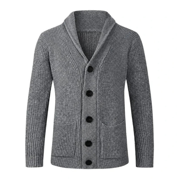 Męski kardigan dzianinowy z szalowym kołnierzem i guzikami-Cardigan for men-Olave