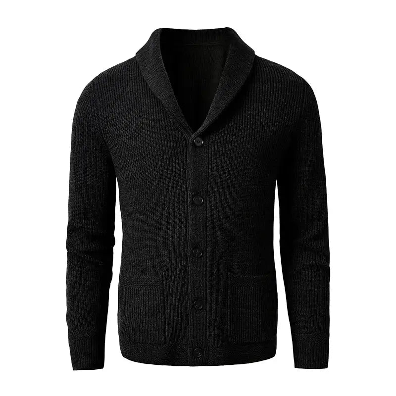 Męski kardigan dzianinowy z szalowym kołnierzem i guzikami-Cardigan for men-Olave