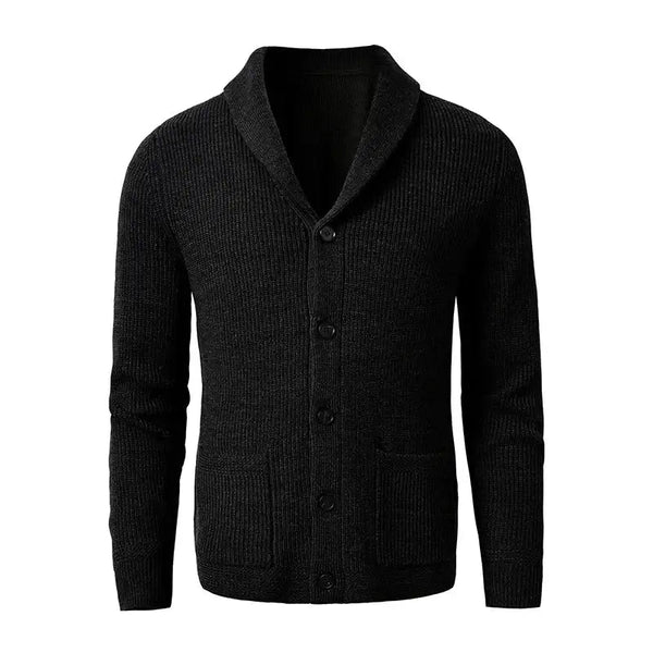 Męski kardigan dzianinowy z szalowym kołnierzem i guzikami-Cardigan for men-Olave