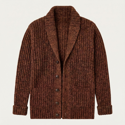 Męski kardigan o grubym splocie z szalowym kołnierzem-Cardigan for men-Olave