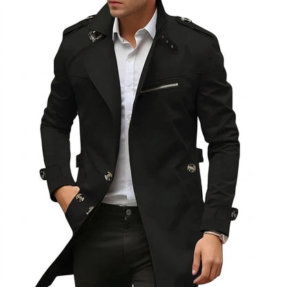 Męski płaszcz przejściowy ze stójką i kieszenią na zamek-Jackets for men-Olave