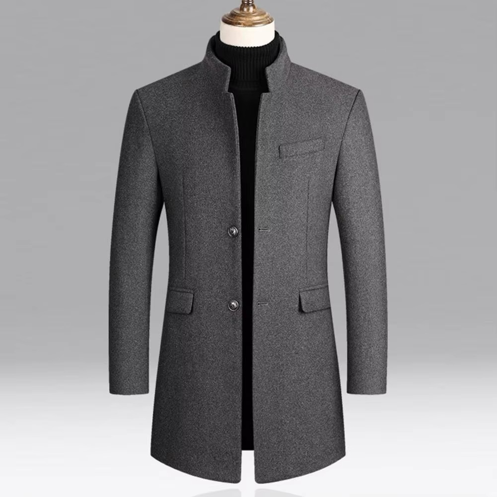 Męski płaszcz typu overcoat ze stójką i dopasowanym krojem-Coats for men-Olave