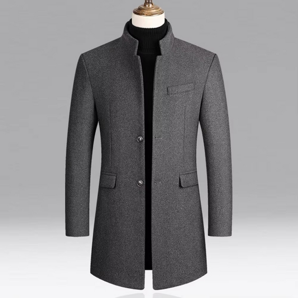 Męski płaszcz typu overcoat ze stójką i dopasowanym krojem-Coats for men-Olave