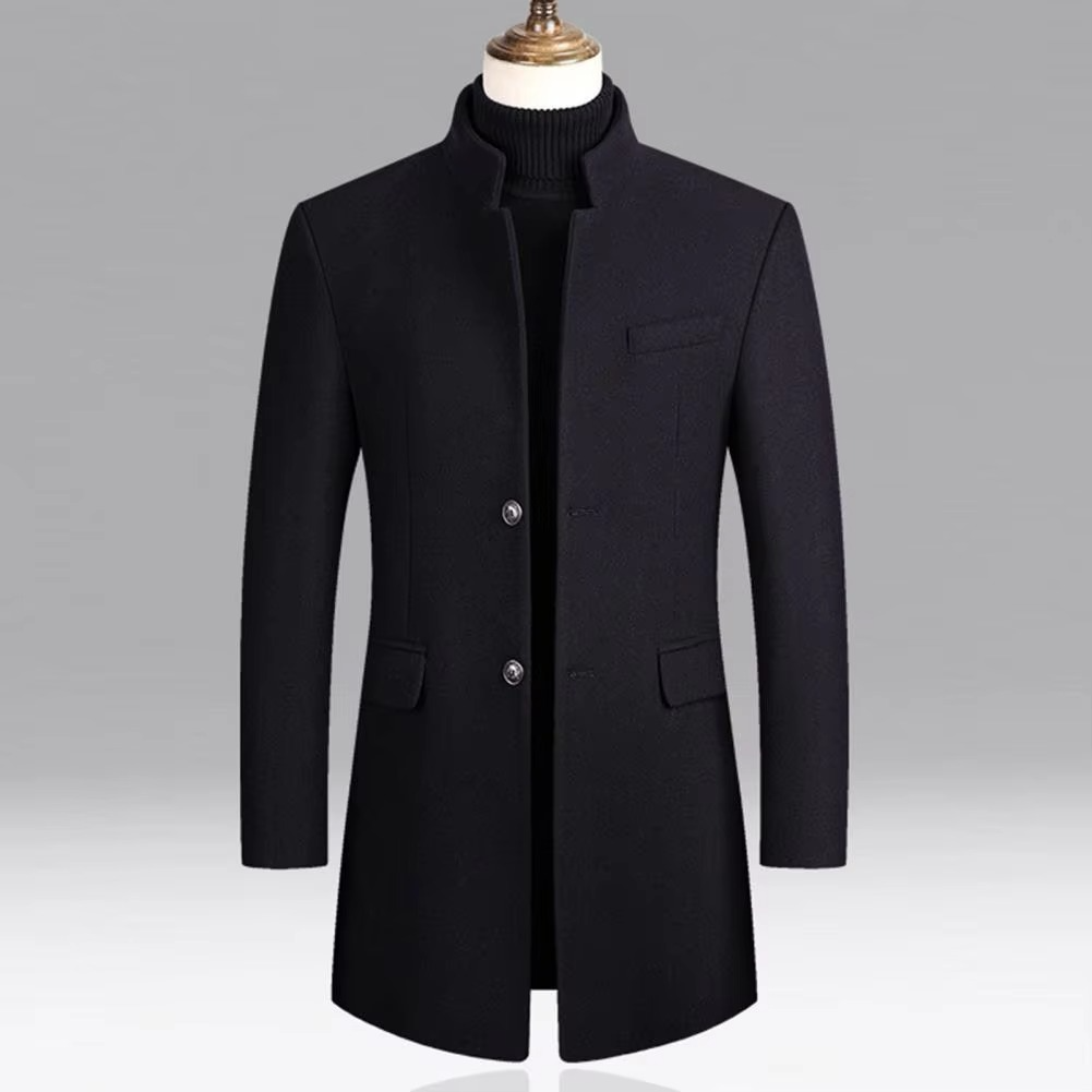 Męski płaszcz typu overcoat ze stójką i dopasowanym krojem-Coats for men-Olave