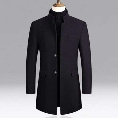 Męski płaszcz typu overcoat ze stójką i dopasowanym krojem-Coats for men-Olave