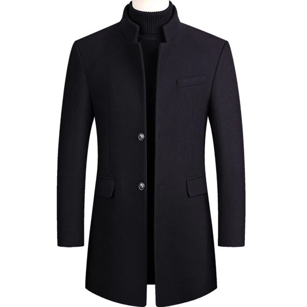 Męski płaszcz typu overcoat ze stójką i dopasowanym krojem-Coats for men-Olave