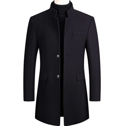 Męski płaszcz typu overcoat ze stójką i dopasowanym krojem-Coats for men-Olave