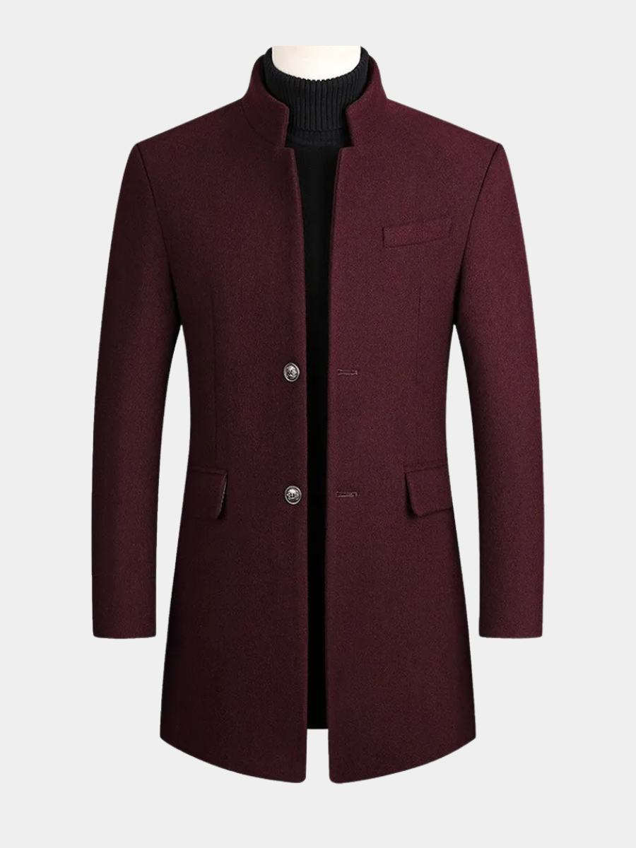 Męski płaszcz typu overcoat ze stójką i dopasowanym krojem-Coats for men-Olave