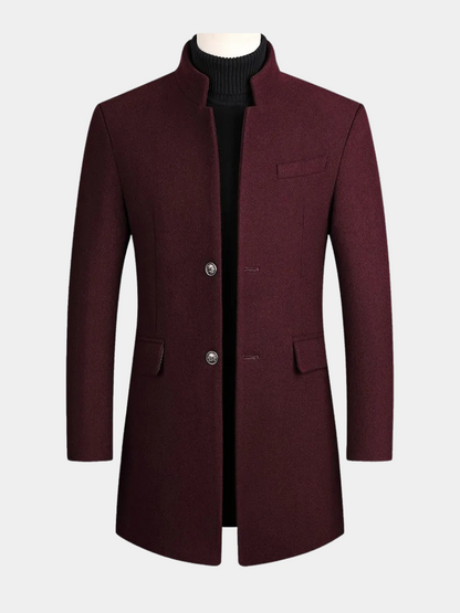 Męski płaszcz typu overcoat ze stójką i dopasowanym krojem-Coats for men-Olave