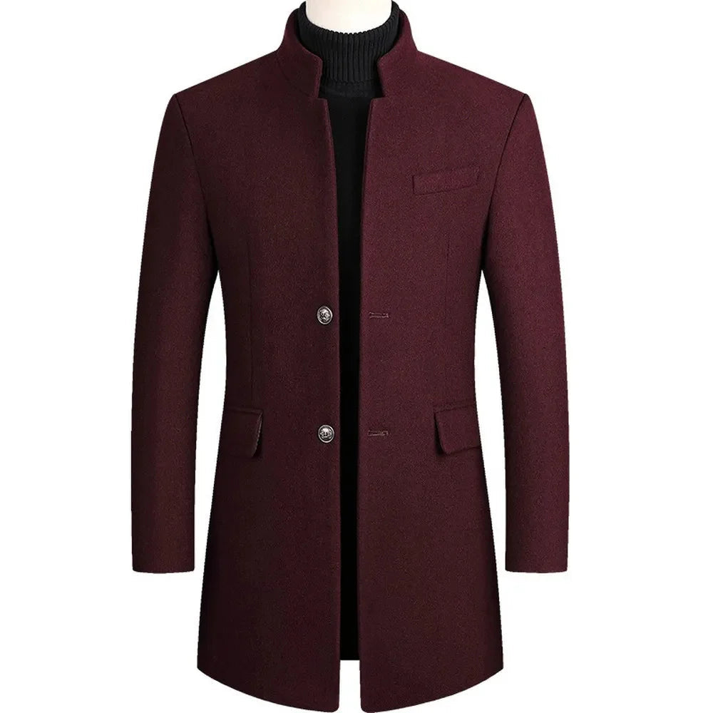 Męski płaszcz typu overcoat ze stójką i dopasowanym krojem-Coats for men-Olave