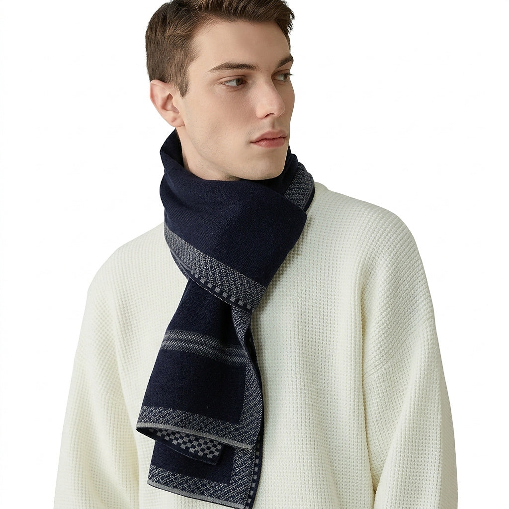 Męski wzorzysty szalik z dzianiny-Accessories for Men-Olave
