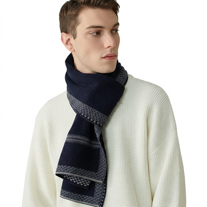 Męski wzorzysty szalik z dzianiny-Accessories for Men-Olave