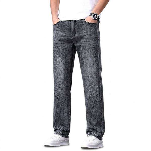 Męskie jeansy o luźnym kroju z prostymi nogawkami-Pants for Men-Olave