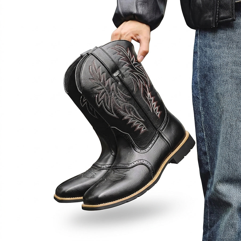 Męskie kowbojki w stylu western z haftowaną cholewką-Footwear for men-Olave