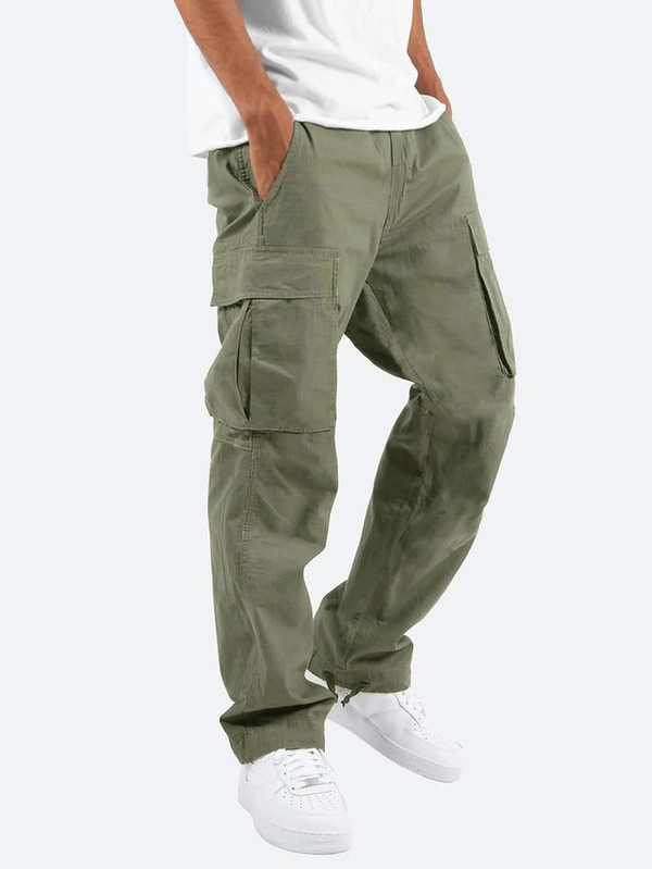 Męskie spodnie cargo z kieszeniami na zamek-Pants for Men-Olave
