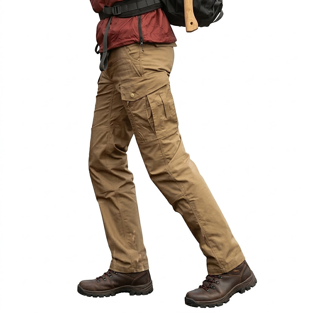 Męskie spodnie cargo z kieszeniami z klapkami-Pants for Men-Olave