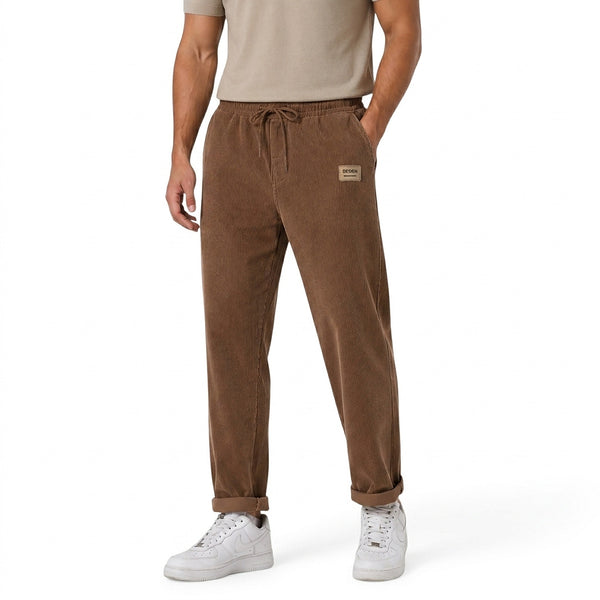 Męskie spodnie sztruksowe z prostymi nogawkami-Pants for Men-Olave