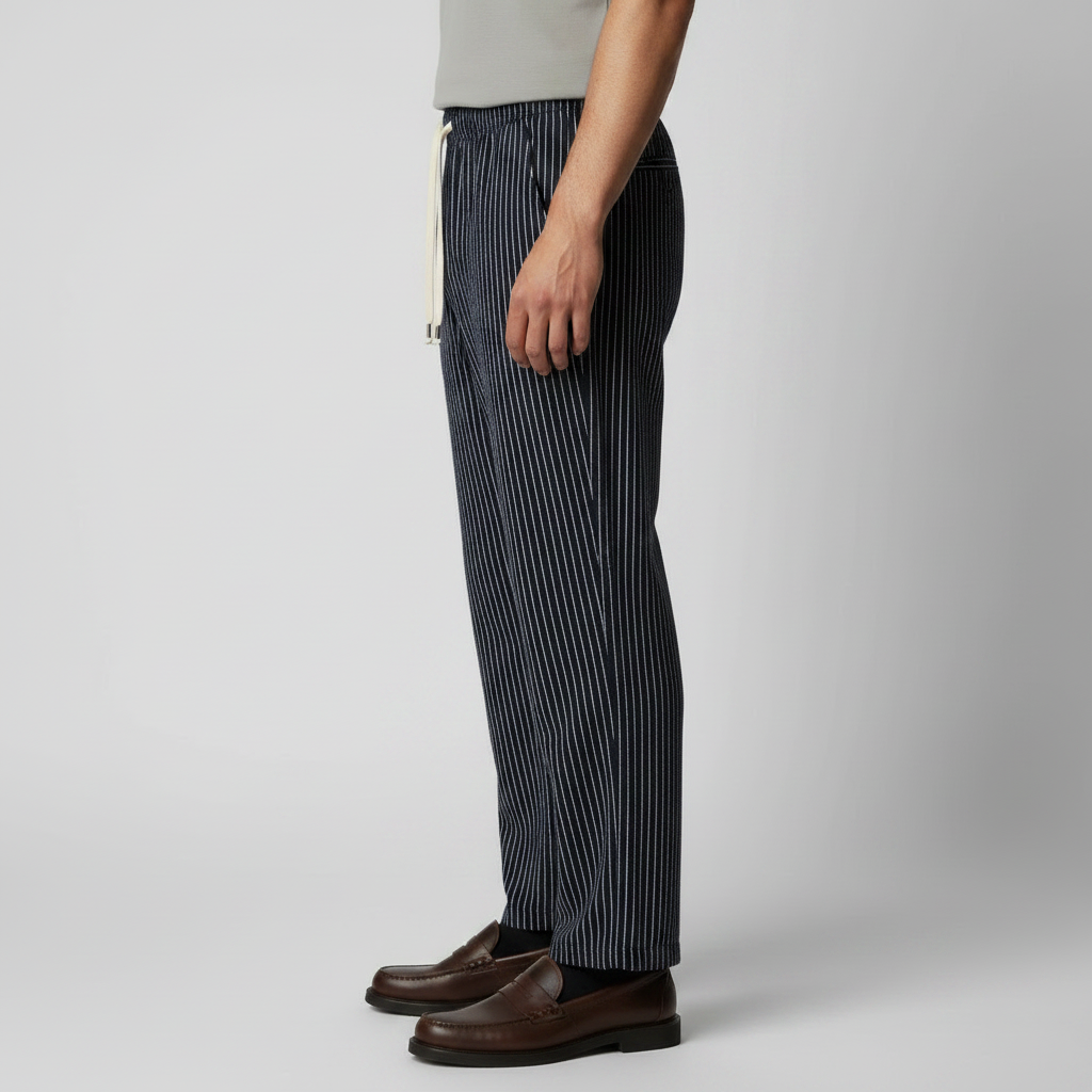 Męskie spodnie w paski z wiązaniem w talii-Pants for men-Olave
