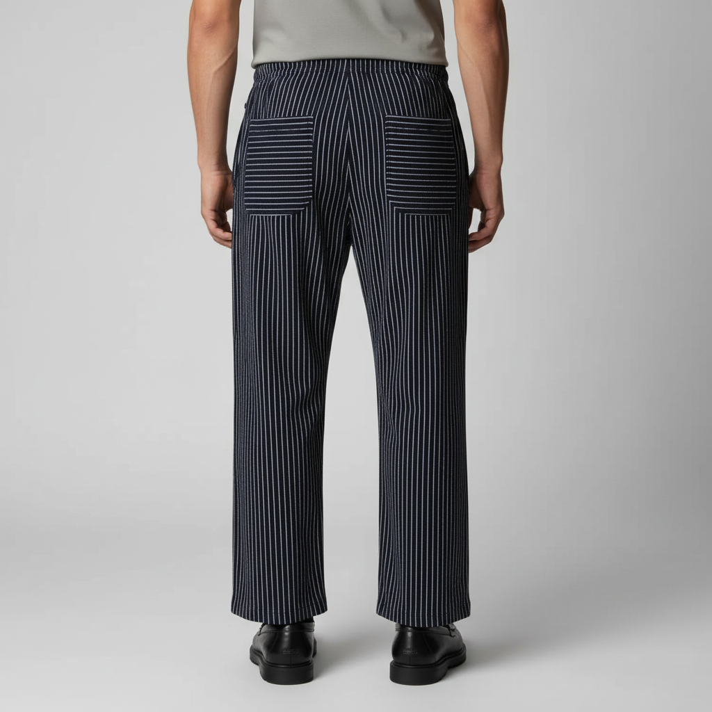 Męskie spodnie w paski z wiązaniem w talii-Pants for men-Olave