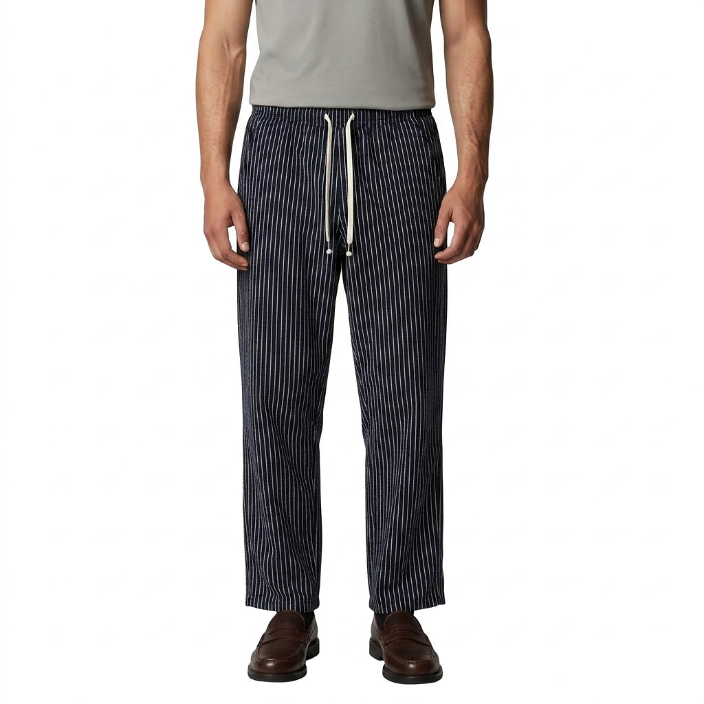 Męskie spodnie w paski z wiązaniem w talii-Pants for men-Olave