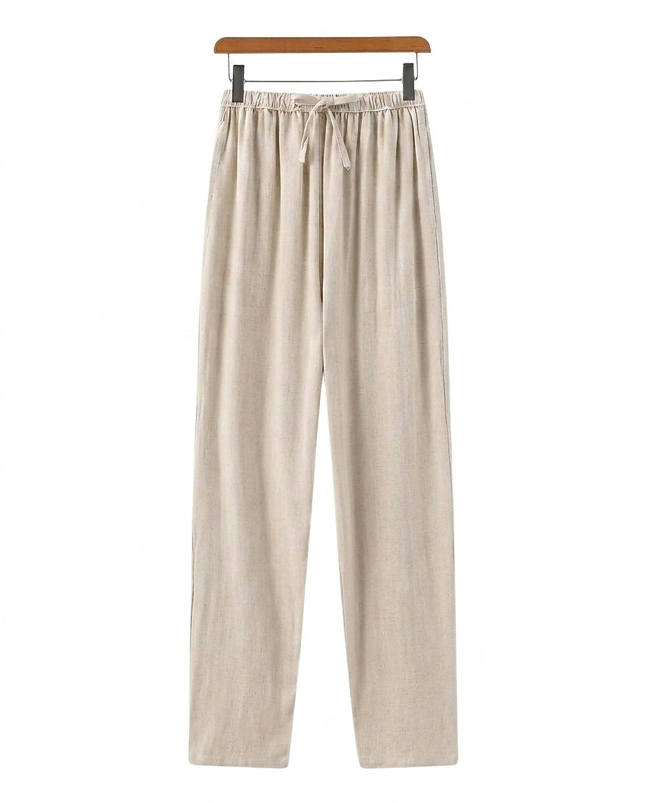 Męskie spodnie z prostymi nogawkami i wiązaniem w talii-Pants for Men-Olave