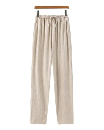 Męskie spodnie z prostymi nogawkami i wiązaniem w talii-Pants for Men-Olave