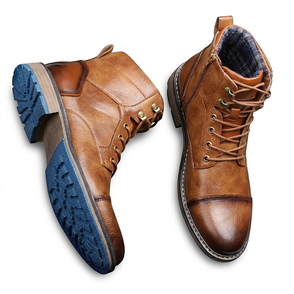 Męskie sznurowane botki z bocznym zamkiem-Footwear for men-Olave