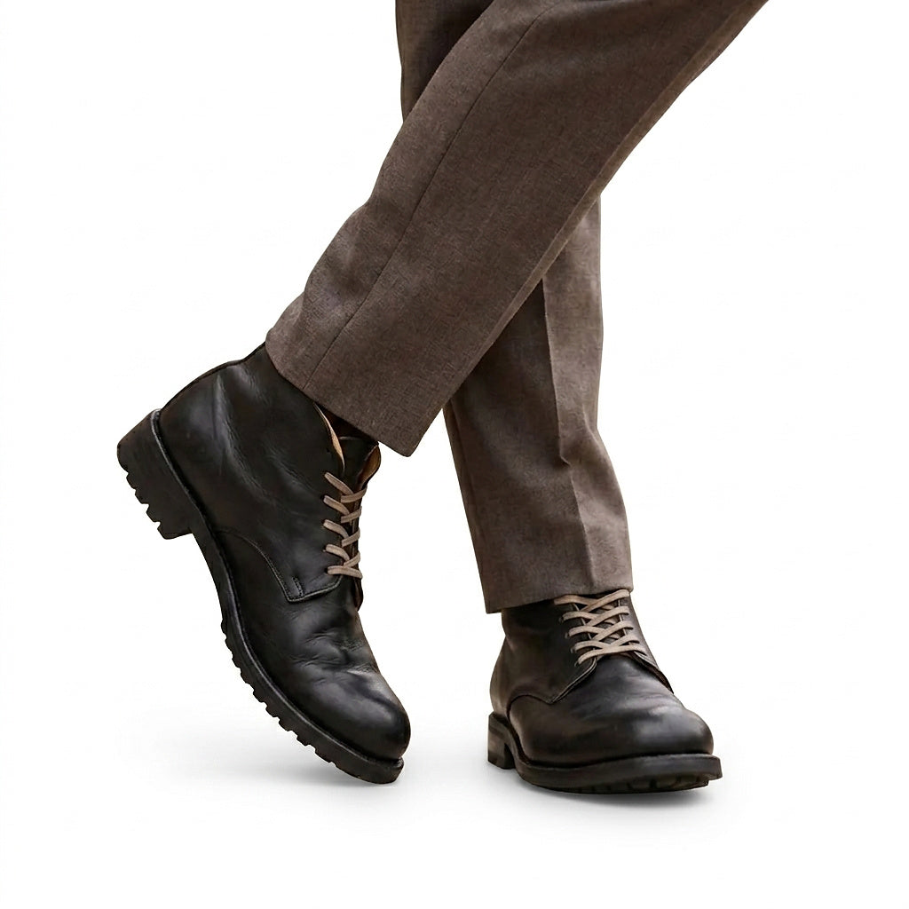 Męskie sznurowane botki z traktorową podeszwą-Footwear for men-Olave