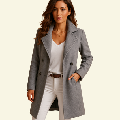 Płaszcz damski z kołnierzem z klapami i zapięciem na guziki-Coats for women-Olave