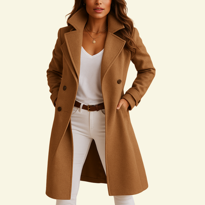 Płaszcz damski z kołnierzem z klapami i zapięciem na guziki-Coats for women-Olave