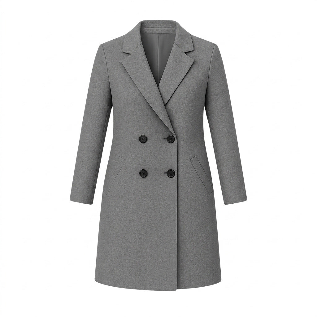 Płaszcz damski z kołnierzem z klapami i zapięciem na guziki-Coats for women-Olave