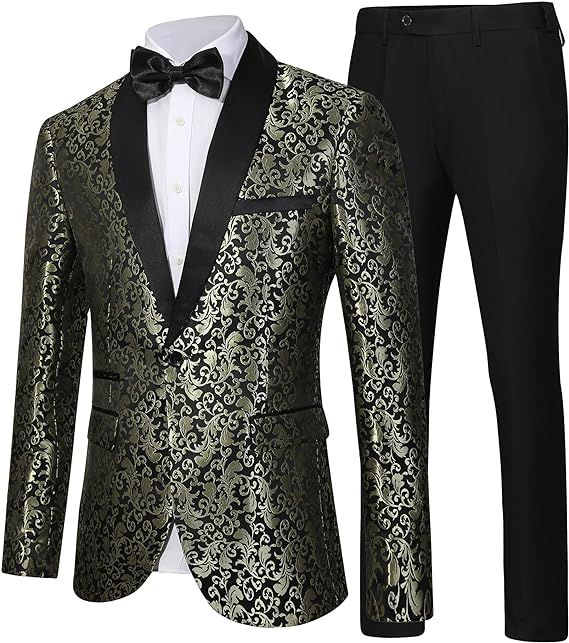 Wzorzysty garnitur męski z marynarką i spodniami-Sets for Men-Olave