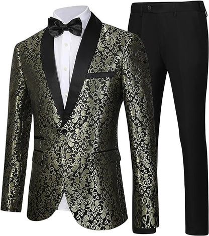 Wzorzysty garnitur męski z marynarką i spodniami-Sets for Men-Olave
